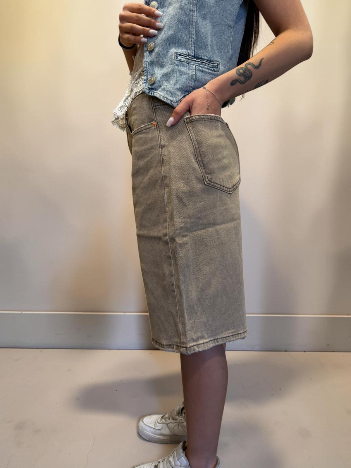 Bermuda denim sabbiato