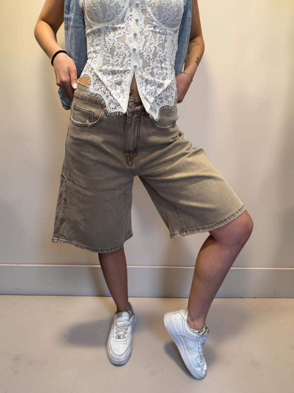 Bermuda denim sabbiato