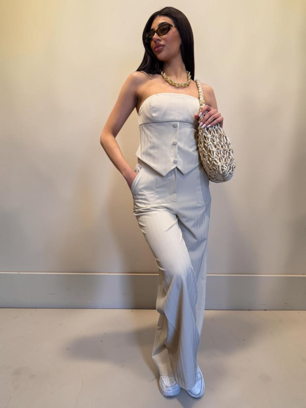 Coordinato Pantolone-Top Beige
