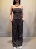 Coordinato Pantalone-Top Marrone