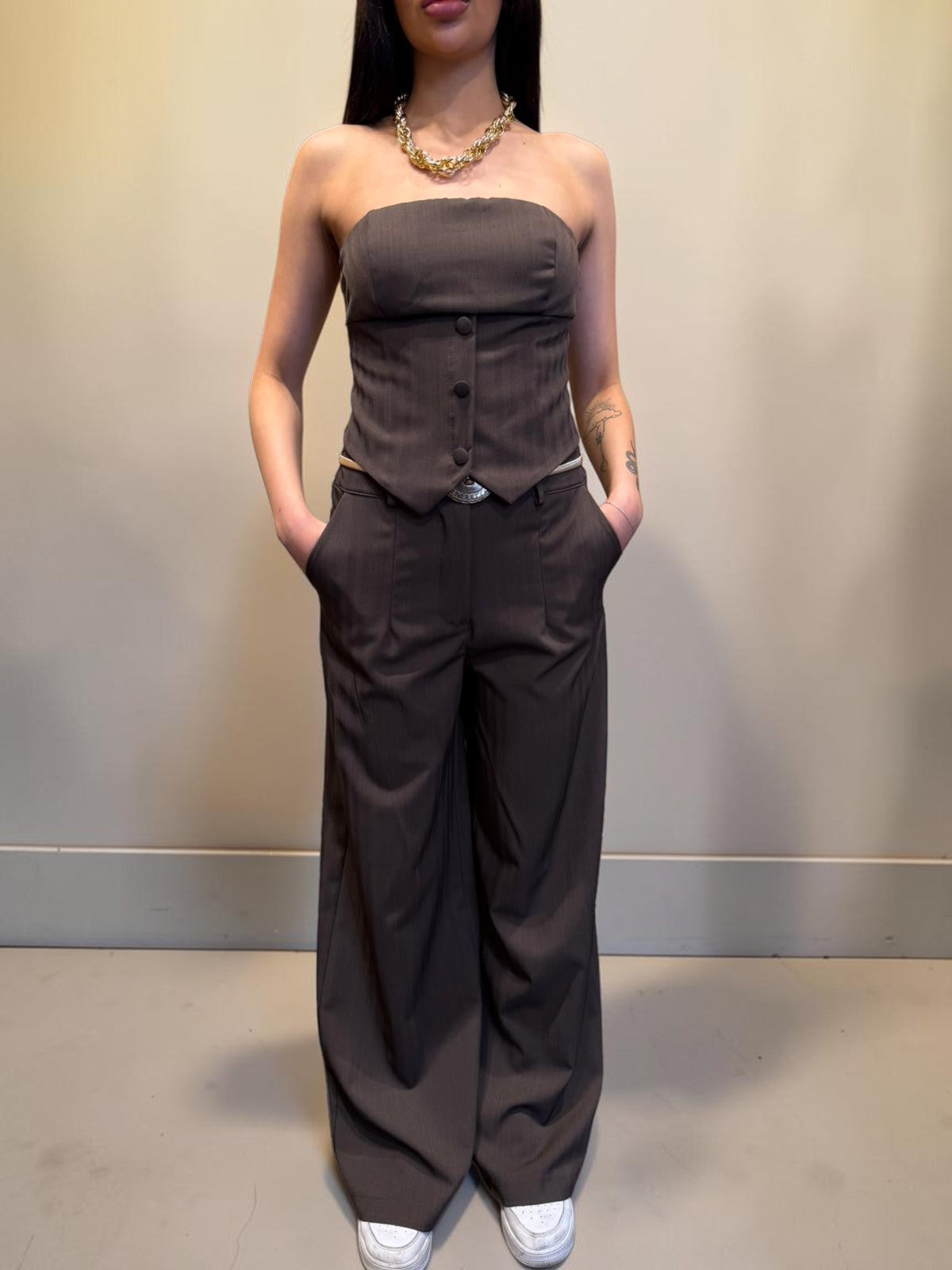 Coordinato Pantalone-Top Marrone