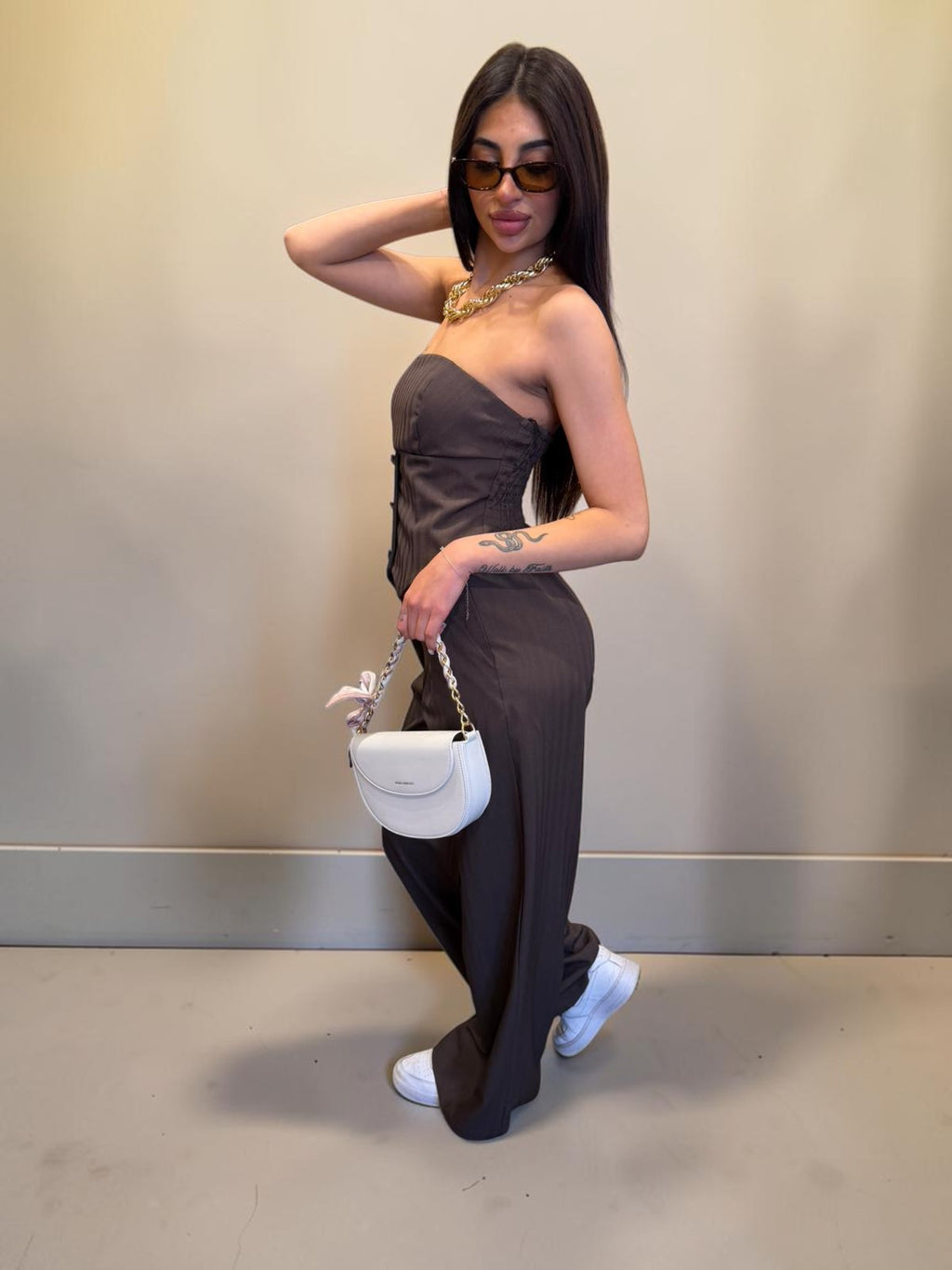 Coordinato Pantalone-Top Marrone