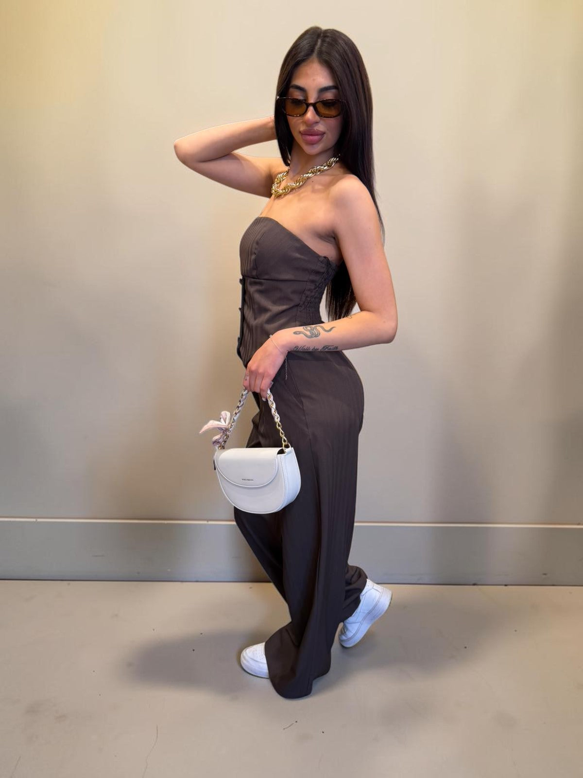 Coordinato Pantalone-Top Marrone