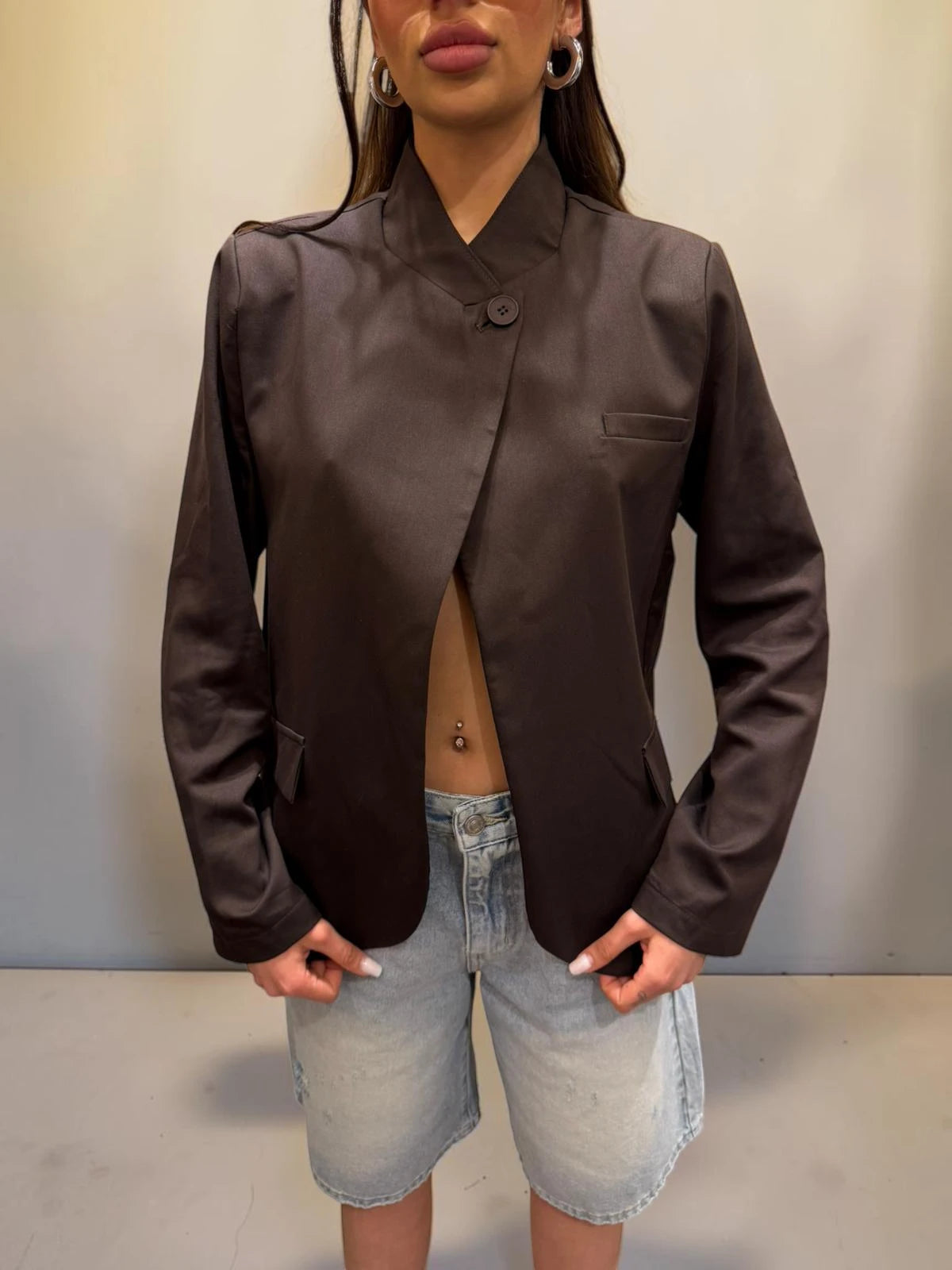 Giacca Blazer sfoderata con abbottonatura in diagonale