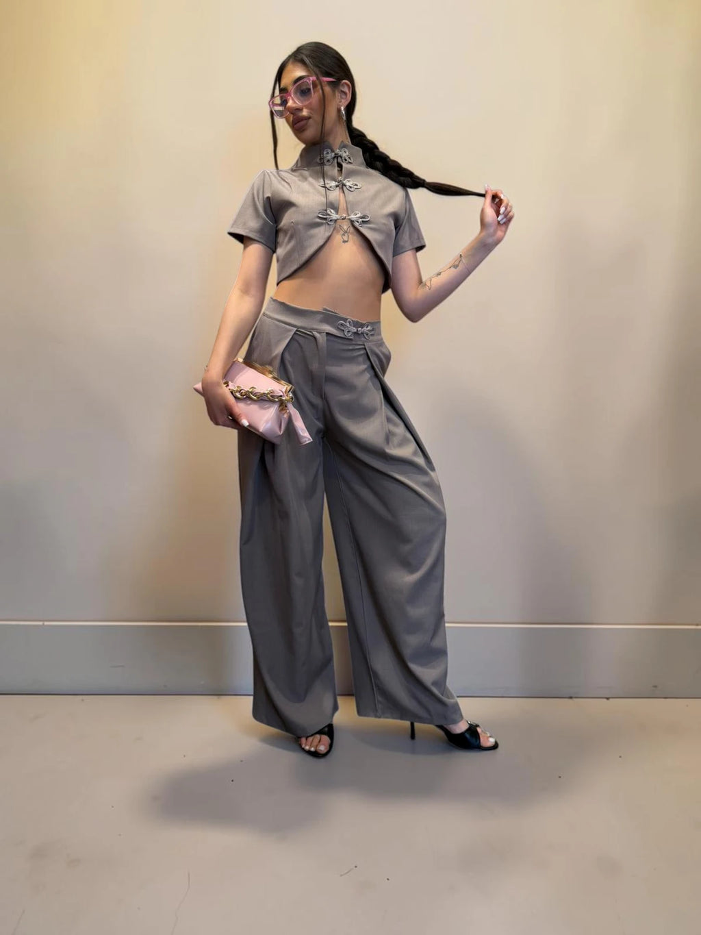 Coordinato Japan con crop top manica corta