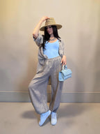 Pantalone balloon in lino con elastico