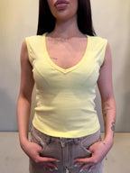 Top in cotone con scollo a V