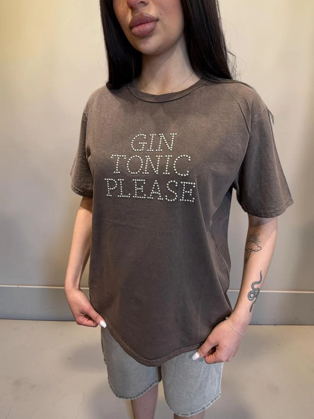T-shirt gin tonic con perline