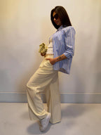 Pantalone palazzo in tessuto con pinces