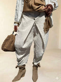 Pantalone con piegone avanti in lino