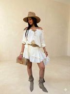 Coordinato casacca con gonna corte a balze