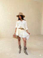 Coordinato casacca con gonna corte a balze