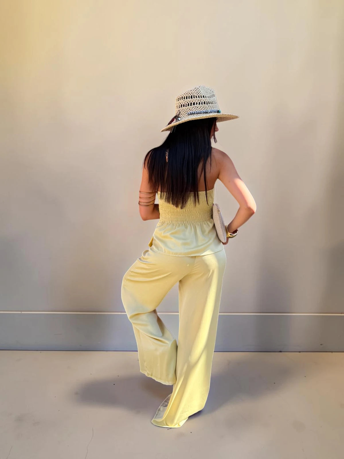 Coordinato in misto seta con top a fascia