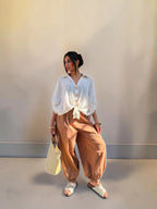 Pantalone balloon in cotone con elastico