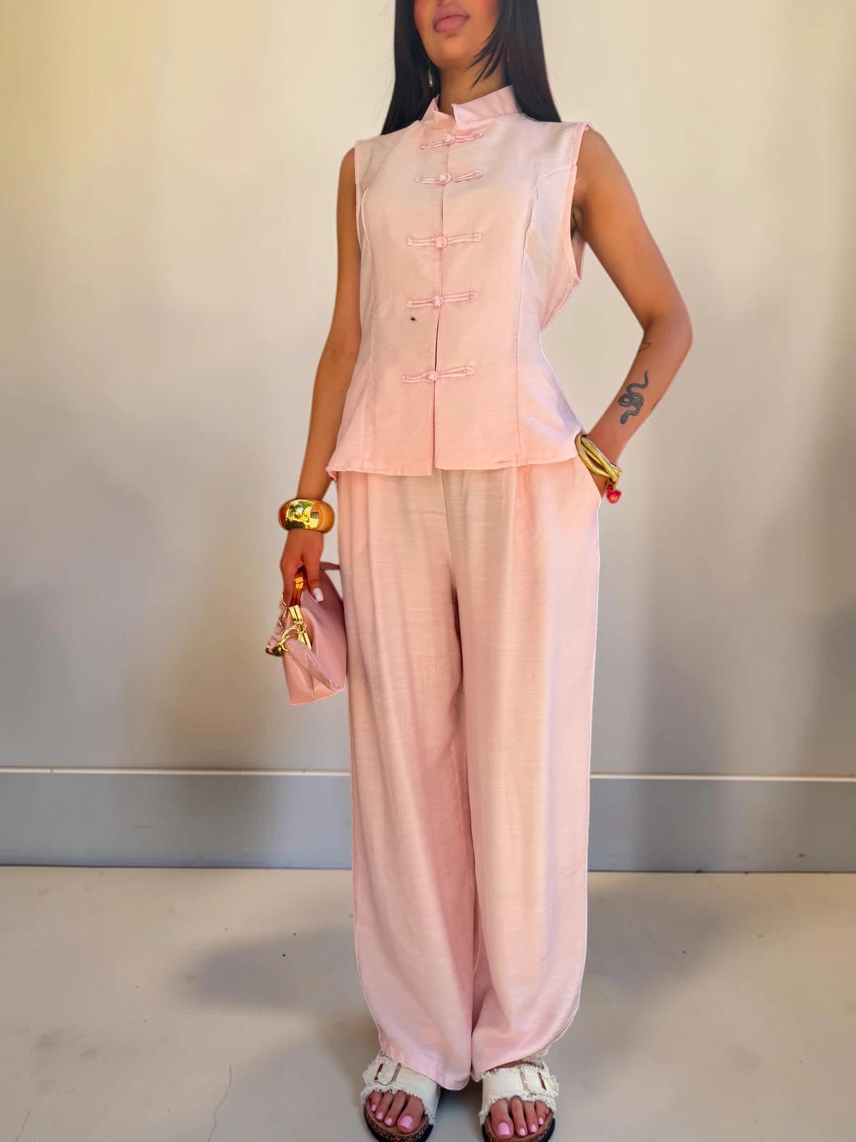 Coordinato stile japan con pantalone palazzo morbido
