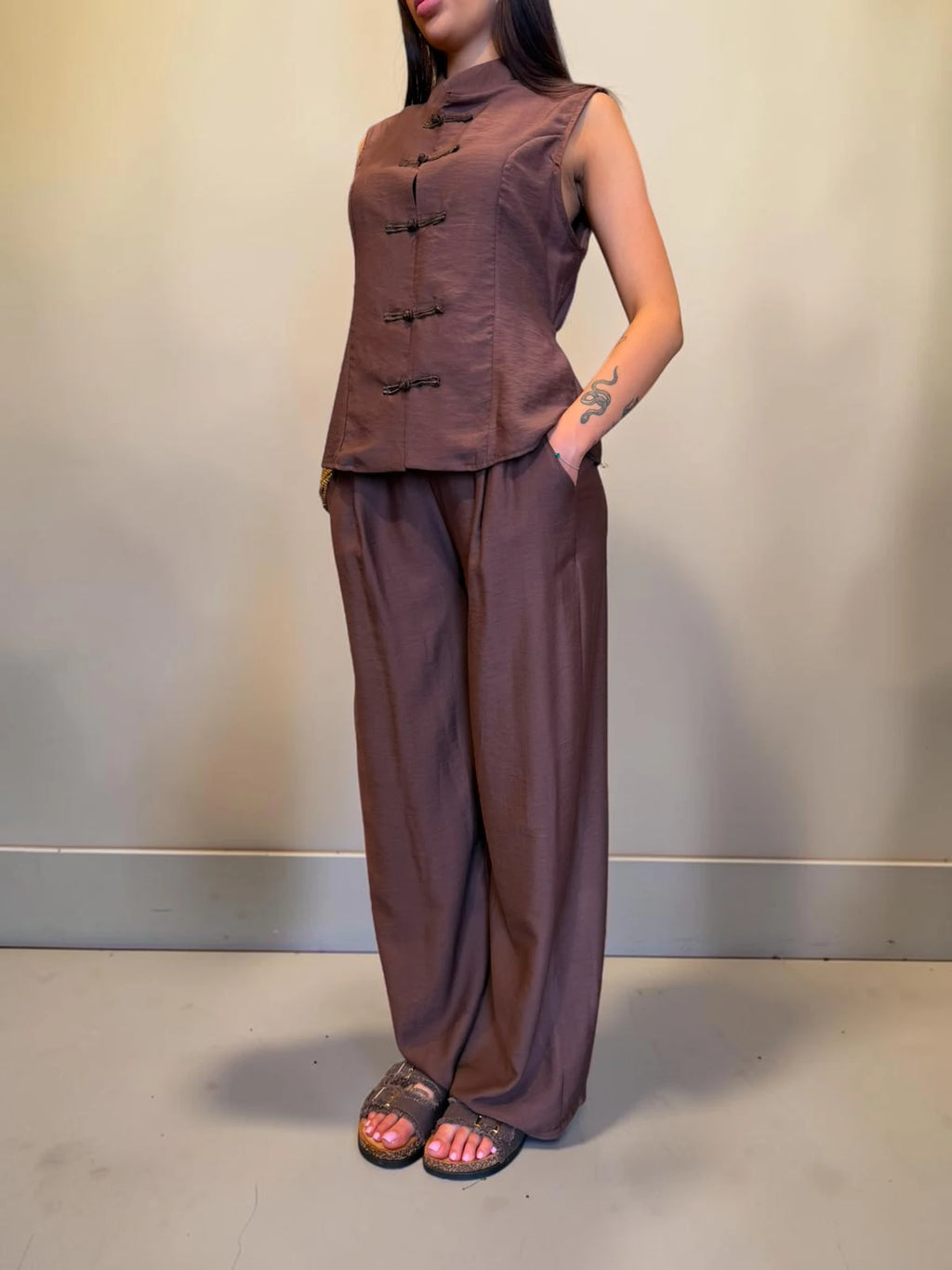 Coordinato stile japan con pantalone palazzo morbido