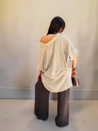 Camicia a righe oversize in misto lino