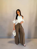 Pantalone palazzo con piega avanti ed elastico