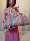Box bag in rafia intrecciata