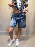 Bermuda denim con bottone doppio