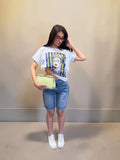 Bermuda denim con bottone doppio
