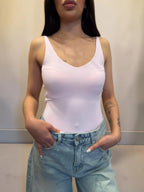 Body in lycra scollo tondo con bretellina