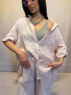 Camicia Over in lino con bottoni in legno