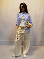 Pantalone palazzo in tessuto con pinces
