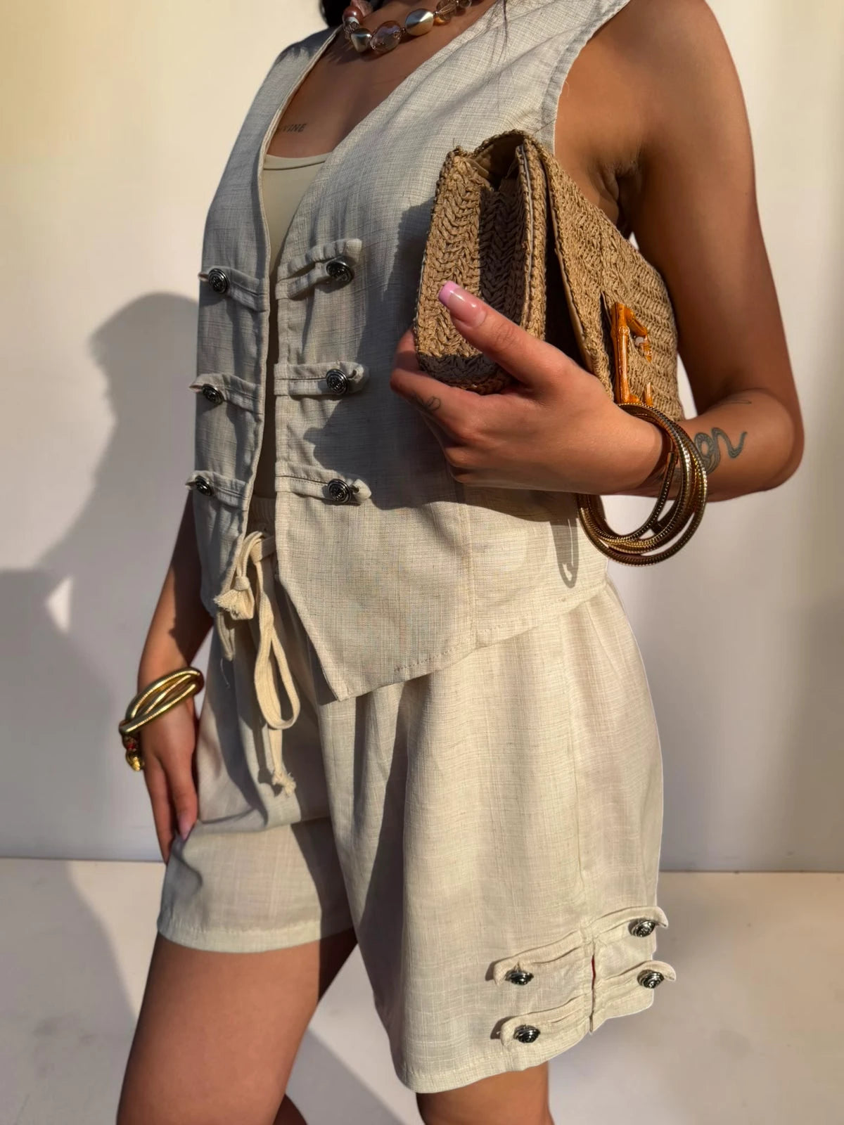 Gilet Napoleon in misto lino