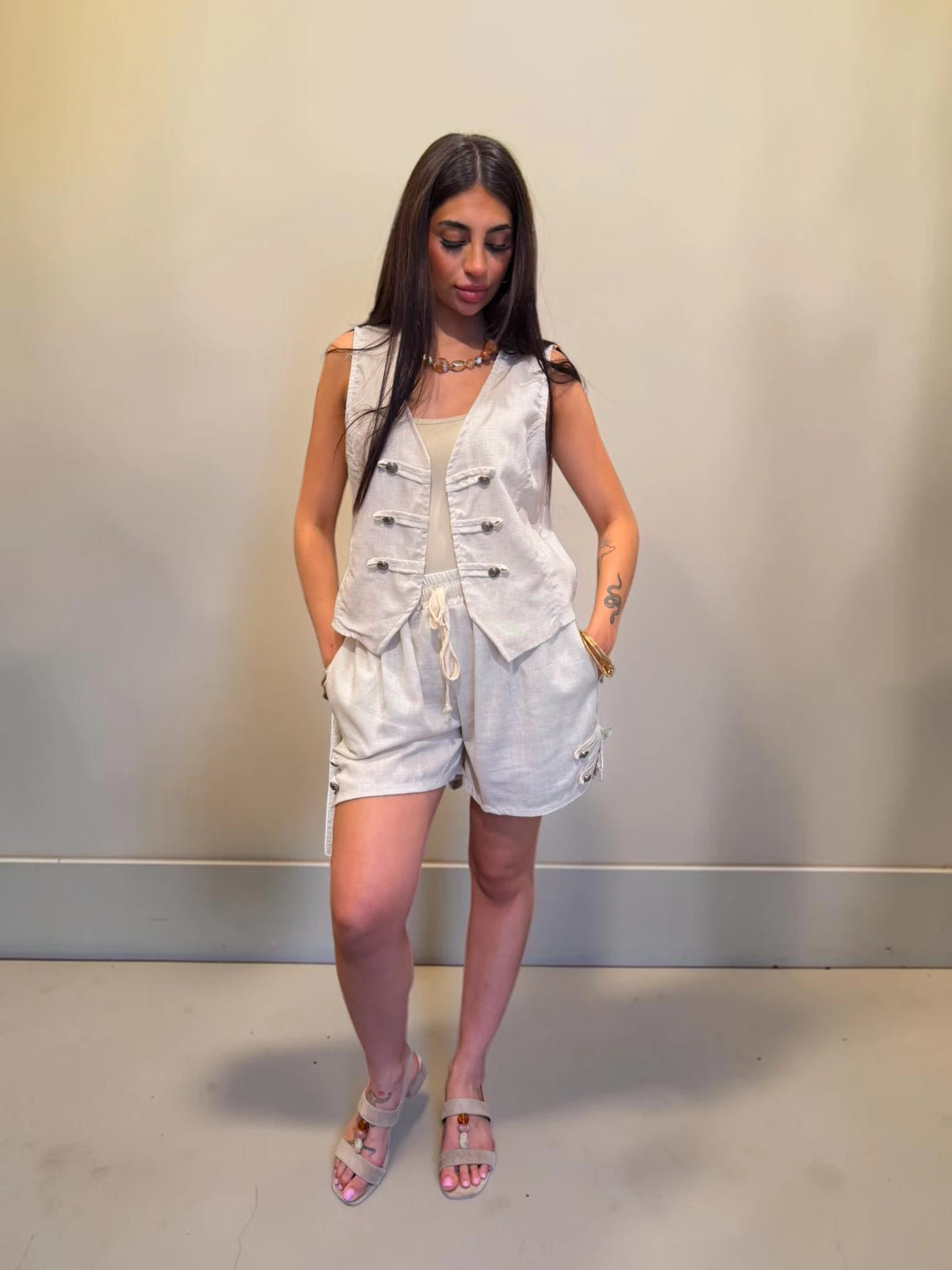 Gilet Napoleon in misto lino