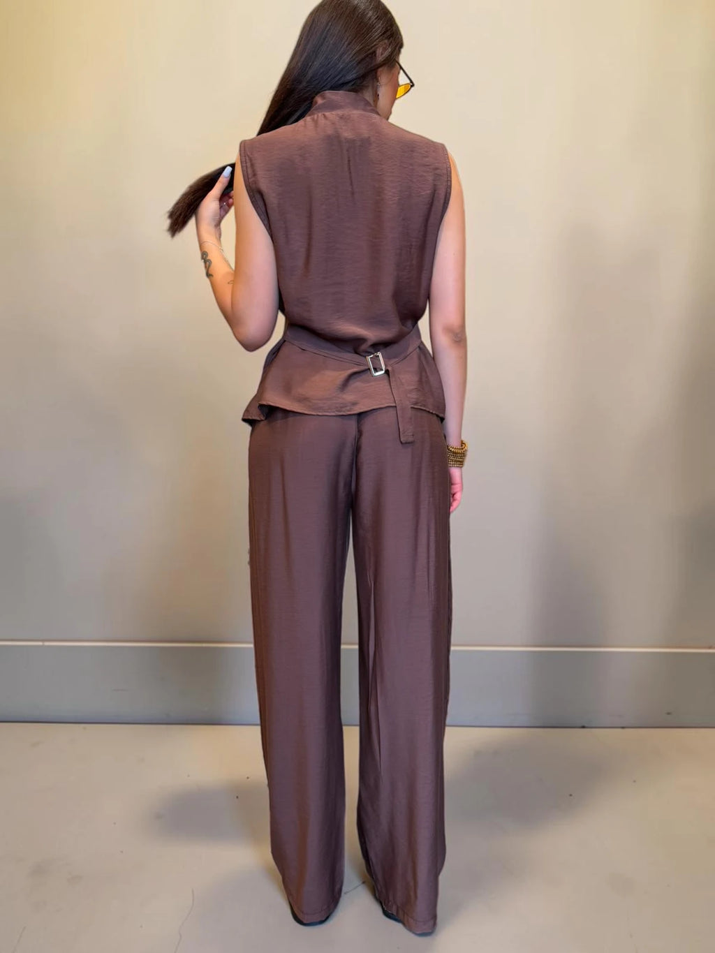 Coordinato stile japan con pantalone palazzo morbido