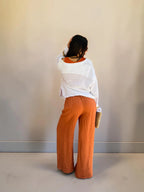 Pantalone in lino con elastico in vita