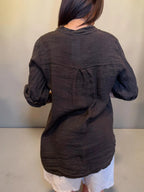 Camicia in lino mezza manica con bottoncini